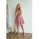 Rochie baby doll scurta, din brocard roz, cu tul stratificat, vaporoasa, Shinna 4 - jojofashion.ro