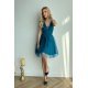 Rochie baby doll scurta, din brocard turcoaz, cu tul stratificat, vaporoasa, Shinna 10 - jojofashion.ro