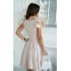 Rochie baby doll scurta din vascoza bej cu volan la maneca Samuela 3 - jojofashion.ro