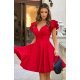 Rochie baby doll scurta, din vascoza, rosie, in clos, cu volane la maneca, Everly 2 - jojofashion.ro