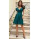 Rochie baby doll verde din vascoza in clos cu volane la maneca Everly 4 - jojofashion.ro