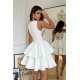 Rochie babydoll scurta, alba cu dantela pe bust, cu volane suprapuse, Caryne 5 - jojofashion.ro