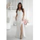 Rochie cununie civila alba lunga cu glitter mulata cu umeri goi Luxurious 2 - jojofashion.ro