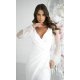 Rochie cununie civila alba, lunga, cu paiete, cu maneca lunga, Deluxe 3 - jojofashion.ro