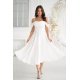 Rochie cununie civila baby doll, midi, alba, cu umerii goi, evazata, Anelisa 2 - jojofashion.ro