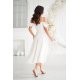 Rochie cununie civila baby doll, midi, alba, cu umerii goi, evazata, Anelisa 3 - jojofashion.ro