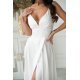Rochie cununie civila lunga, din satin, alba, fluida, Aleeza 6 - jojofashion.ro