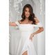 Rochie cununie civila lunga glitter alba cu umerii goi vaporoasa Delight 4 - jojofashion.ro