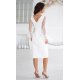 Rochie cununie civila, midi, alba, cu paiete si maneca lunga, petrecuta, Lavish  3 - jojofashion.ro