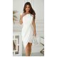 Rochie cununie civila midi, din vascoza, alba, asimetrica, Monalisa 4 - jojofashion.ro