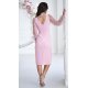Rochie cununie civila, midi, roz pal, cu paiete si maneca lunga, petrecuta, Lavish  3 - jojofashion.ro