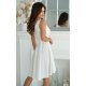 Rochie cununie civila scurta, alba, din brocard, babydoll, petrecuta, Andressa  3 - jojofashion.ro