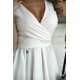 Rochie cununie civila scurta, alba, din brocard, babydoll, petrecuta, Andressa  5 - jojofashion.ro
