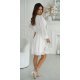 Rochie cununie civila scurta, din vascoza, alba, cu maneca lunga, vaporoasa, Hermosa 3 - jojofashion.ro
