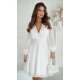 Rochie cununie civila scurta, din vascoza, alba, cu maneca lunga, vaporoasa, Hermosa 6 - jojofashion.ro