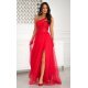 Rochie de nasa lunga rosie cu tulle si paiete Louanna 2 - jojofashion.ro