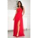 Rochie de nasa lunga rosie cu tulle si paiete Louanna 4 - jojofashion.ro