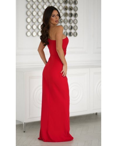 Rochie de nasa lunga rosie cu paiete pe bust Extravaganza Rochii, Rochie de nasa lunga rosie cu paiete pe bust Extravaganza - jojofashion.ro