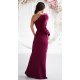 Rochie de nunta eleganta burgundy cu floare pe umar cu maneca lunga Charming  3 - jojofashion.ro