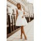 Rochie cununie civila midi, din tul si broderie, alba, Ecaterina 8 - jojofashion.ro