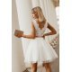 Rochie cununie civila scurta, cu tul si broderie, ecru, Ecaterina 3 - jojofashion.ro