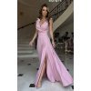 Rochie de ocazie eleganta lunga din vascoza roz prafuit petrecuta Andra