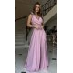 Rochie de ocazie eleganta lunga din vascoza roz prafuit petrecuta Andra 5 - jojofashion.ro