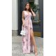 Rochie lunga roz pal cu flori vaporoasa Carmela Rochie lunga roz pal cu flori vaporoasa Carmela 2 - jojofashion.ro