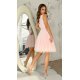 Rochie de ocazie eleganta scurta cu tul si broderie roz pastel Ecaterina 3 - jojofashion.ro