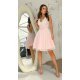 Rochie de ocazie eleganta scurta cu tul si broderie roz pastel Ecaterina 4 - jojofashion.ro