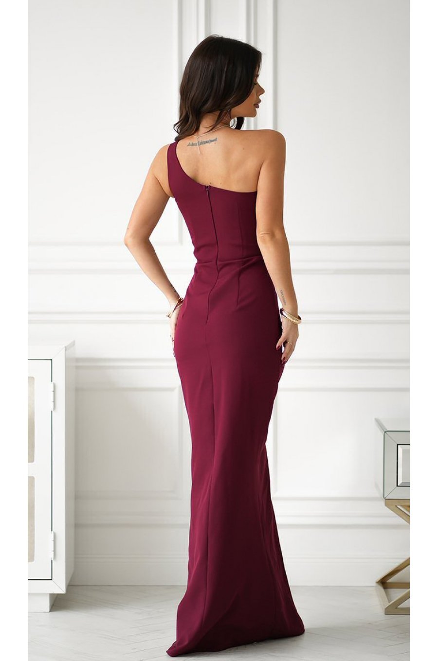 Rochie de ocazie lunga burgundy cu paiete pe bust Extravaganza 2 - jojofashion.ro