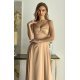 Rochie lunga aurie din satin crapata pe picior Aleeza Rochie lunga aurie din satin crapata pe picior Aleeza 5 - jojofashion.ro