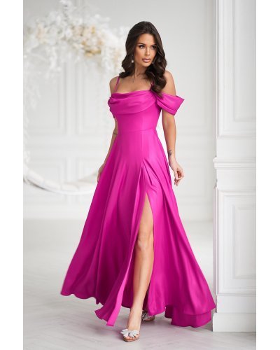 Rochie de ocazie lunga glitter roz fucsia cu umerii goi vaporoasa Delight Rochii lungi, Rochie de ocazie lunga glitter roz fucsia cu umerii goi vaporoasa Delight - jojofashion.ro
