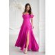 Rochie de ocazie lunga glitter roz fucsia cu umerii goi vaporoasa Delight 2 - jojofashion.ro