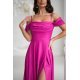 Rochie de ocazie lunga glitter roz fucsia cu umerii goi vaporoasa Delight 4 - jojofashion.ro