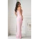 Rochie de ocazie lunga roz pudra cu paiete pe bust Extravaganza 3 - jojofashion.ro
