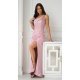 Rochie de ocazie lunga roz pudra cu paiete pe bust Extravaganza 4 - jojofashion.ro