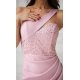 Rochie de ocazie lunga roz pudra cu paiete pe bust Extravaganza 5 - jojofashion.ro