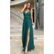 Rochie de ocazie lunga, tulle si dantela, verde, vaporoasa, Isadora 2 - jojofashion.ro