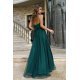 Rochie de ocazie lunga, tulle si dantela, verde, vaporoasa, Isadora 3 - jojofashion.ro