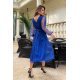 Rochie midi din tul cu glitter albastra evazata cu maneca lunga Petra 3 - jojofashion.ro
