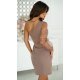 Rochie de ocazie scurta cu paiete cappuccino cu maneca lunga si un umar gol Seduction 3 - jojofashion.ro