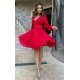 Rochie scurta din vascoza rosie cu maneca lunga vaporoasa Hermosa 2 - jojofashion.ro