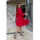 Rochie scurta din vascoza rosie cu maneca lunga vaporoasa Hermosa 3 - jojofashion.ro