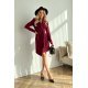 Rochie de zi scurta, burgundy, tip sacou, cu maneca lunga, Liana 3 - jojofashion.ro