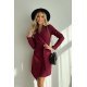 Rochie de zi scurta, burgundy, tip sacou, cu maneca lunga, Liana 4 - jojofashion.ro