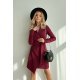 Rochie de zi scurta, burgundy, tip sacou, cu maneca lunga, Liana 7 - jojofashion.ro