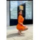 Rochie de zi scurta, orange, tip sacou, cu maneca trei sferturi, Liana 5 - jojofashion.ro