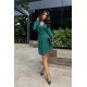 Rochie de zi scurta, turcoaz inchis, tip sacou, cu maneca lunga, Liana 4 - jojofashion.ro