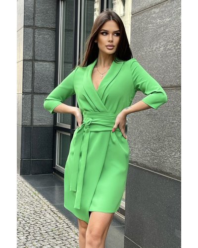 Rochie de zi scurta, verde, tip sacou, cu maneca trei sferturi, Liana Rochii de zi, Rochie de zi scurta, verde, tip sacou, cu maneca trei sferturi, Liana - jojofashion.ro